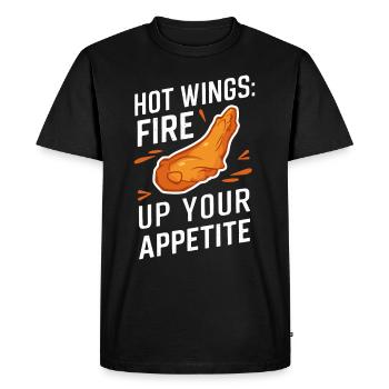 Ailes de poulet chaudes Ailes de poulet épicées Ailes de buffle - T-shirt Premium bio Homme - noir - Devant - Nico (187cm)