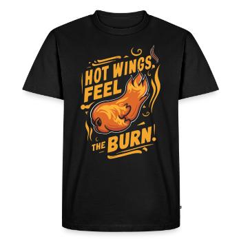 Ailes de poulet chaudes Ailes de poulet épicées Ailes de buffle - T-shirt Premium bio Homme - noir - Devant - Nico (187cm)