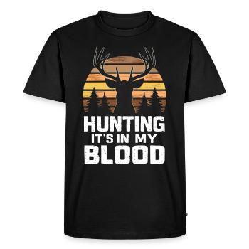 Vivez l’excitation de la chasse au cerf en forêt avec - T-shirt Premium bio Homme - noir - Devant - Nico (187cm)