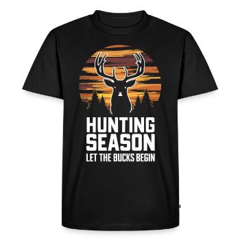 Vivez l’excitation de la chasse au cerf en forêt avec - T-shirt Premium bio Homme - noir - Devant - Nico (187cm)