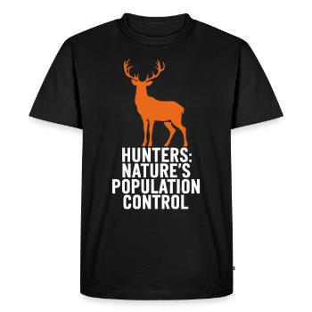 Vivez l’excitation de la chasse au cerf en forêt avec - T-shirt Premium bio Homme - noir - Devant - Nico (187cm)