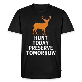 Vivez l’excitation de la chasse au cerf en forêt avec - T-shirt Premium bio Homme - noir - Devant - Nico (187cm)