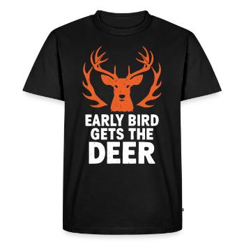 Vivez l’excitation de la chasse au cerf en forêt avec - T-shirt Premium bio Homme - noir - Devant - Nico (187cm)