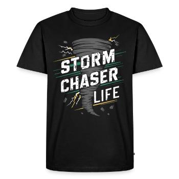 Découvrez le monde fascinant de la chasse aux tornades - T-shirt Premium bio Homme - noir - Devant - Nico (187cm)