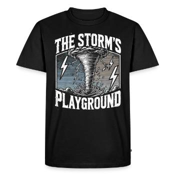 Découvrez le monde fascinant de la chasse aux tornades - T-shirt Premium bio Homme - noir - Devant - Nico (187cm)