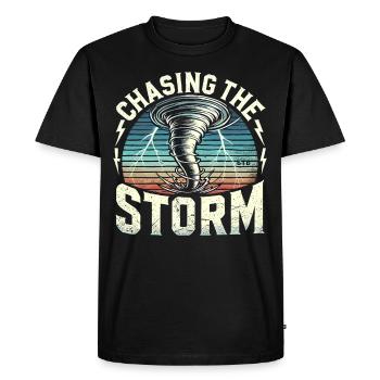 Découvrez le monde fascinant de la chasse aux tornades - T-shirt Premium bio Homme - noir - Devant - Nico (187cm)