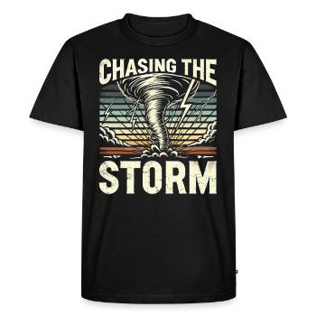 Découvrez le monde fascinant de la chasse aux tornades - T-shirt Premium bio Homme - noir - Devant - Nico (187cm)