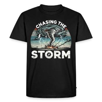 Découvrez le monde fascinant de la chasse aux tornades - T-shirt Premium bio Homme - noir - Devant - Nico (187cm)