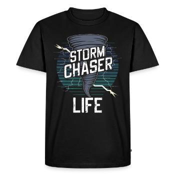 Découvrez le monde fascinant de la chasse aux tornades - T-shirt Premium bio Homme - noir - Devant - Nico (187cm)