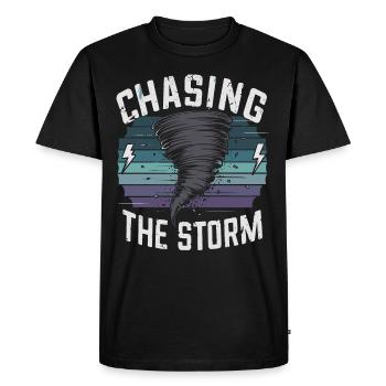 Découvrez le monde fascinant de la chasse aux tornades - T-shirt Premium bio Homme - noir - Devant - Nico (187cm)