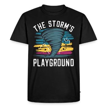 Découvrez le monde fascinant de la chasse aux tornades - T-shirt Premium bio Homme - noir - Devant - Nico (187cm)