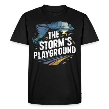 Découvrez le monde fascinant de la chasse aux tornades - T-shirt Premium bio Homme - noir - Devant - Nico (187cm)