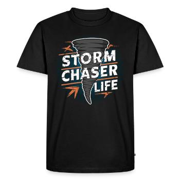 Découvrez le monde fascinant de la chasse aux tornades - T-shirt Premium bio Homme - noir - Devant - Nico (187cm)