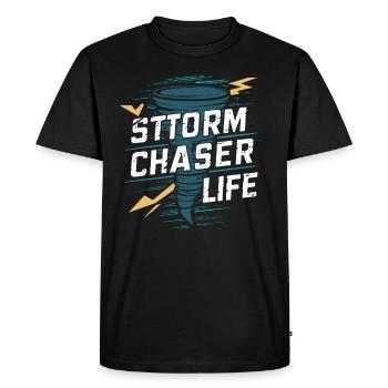 Découvrez le monde fascinant de la chasse aux tornades - T-shirt Premium bio Homme - noir - Devant - Nico (187cm)