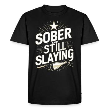 Rétablissement de la dépendance à l’alcool Sobriété AA - T-shirt Premium bio Homme - noir - Devant - Nico (187cm)