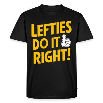 Linkshänder Lefty Left-hander Leftie Buddy - Men's Premium Organic T-Shirt - black - Front - Nico (187cm)
