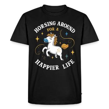 Healing through equine therapy and therapeutic - Men's Premium Organic T-Shirt - black - Front - Nico (187cm)
