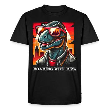 La culture des rizières avec l’art des dinosaures et le T-Rex - T-shirt Premium bio Homme - noir - Devant - Nico (187cm)