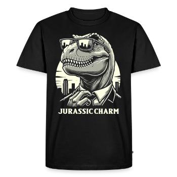 La culture des rizières avec l’art des dinosaures et le T-Rex - T-shirt Premium bio Homme - noir - Devant - Nico (187cm)