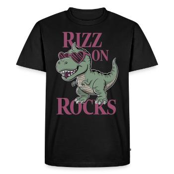 Rizzler Kultur Mit Dinosaurier Kunst Und T-Rex - Männer Premium Bio T-Shirt - Schwarz - Vorne - Nico (187cm)