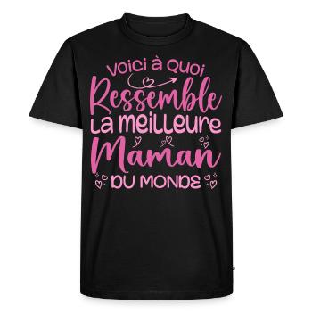 Cadeau Meilleure Maman du Monde Cadeau Super Maman - T-shirt Premium bio Homme - noir - Devant - Nico (187cm)