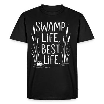 Amphibian frog hunter enthusiast, frog trapping - Men's Premium Organic T-Shirt - black - Front - Nico (187cm)