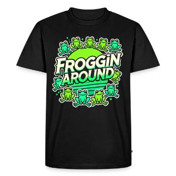 Chasseur de grenouilles amphibiens, piégeage de grenouilles - T-shirt Premium bio Homme - noir - Devant - Nico (187cm)