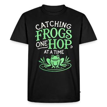 Amphibian frog hunter enthusiast, frog trapping - Men's Premium Organic T-Shirt - black - Front - Nico (187cm)