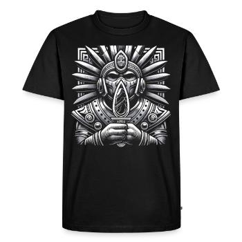 Aztec warrior with traditional - Men's Premium Organic T-Shirt - black - Front - Nico (187cm)
