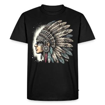 Aztec warrior with traditional - Men's Premium Organic T-Shirt - black - Front - Nico (187cm)