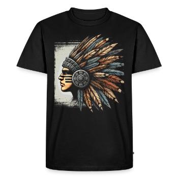Aztec warrior with traditional - Men's Premium Organic T-Shirt - black - Front - Nico (187cm)