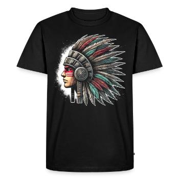 Aztec warrior with traditional - Men's Premium Organic T-Shirt - black - Front - Nico (187cm)