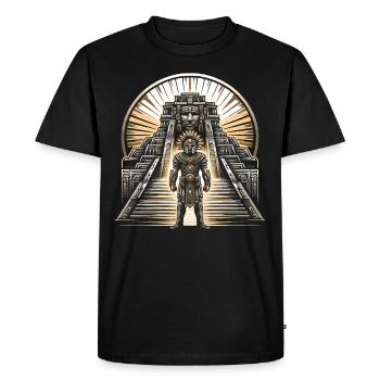 Aztec warrior with traditional - Men's Premium Organic T-Shirt - black - Front - Nico (187cm)
