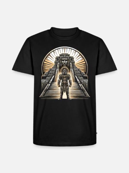 Aztec warrior with traditional - Men's Premium Organic T-Shirt - black