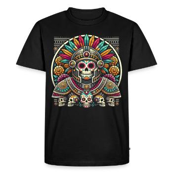 Aztec warrior with traditional - Men's Premium Organic T-Shirt - black - Front - Nico (187cm)