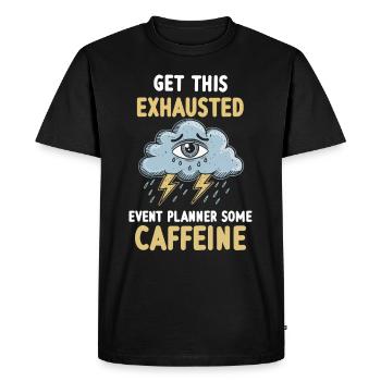 Tired eyes from planning, overtime, burnout - Men's Premium Organic T-Shirt - black - Front - Nico (187cm)