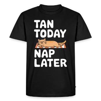 Journées ensoleillées avec le chat détendu sous la - T-shirt Premium bio Homme - noir - Devant - Nico (187cm)