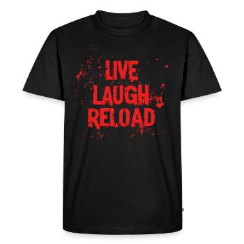 Life Laugh Reload - Men's Premium Organic T-Shirt - black - Front - Nico (187cm)