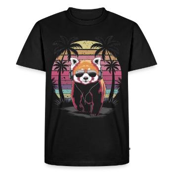 Panda roux avec lunettes de soleil et écouteurs - T-shirt Premium bio Homme - noir - Devant - Nico (187cm)