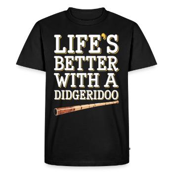 Didgeridoo Player Embracing Aboriginal Instrument - Men's Premium Organic T-Shirt - black - Front - Nico (187cm)