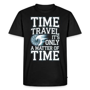 Time travel sci-fi enthusiast and time machine - Men's Premium Organic T-Shirt - black - Front - Nico (187cm)