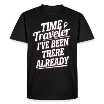 Time travel sci-fi enthusiast and time machine - Men's Premium Organic T-Shirt - black - Front - Nico (187cm)
