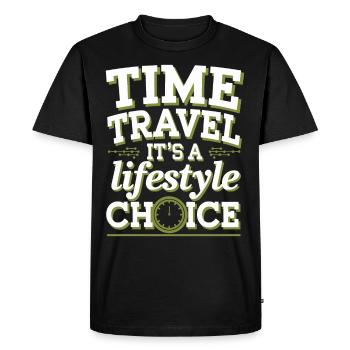 Time travel sci-fi enthusiast and time machine - Men's Premium Organic T-Shirt - black - Front - Nico (187cm)