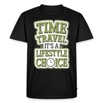 Time travel sci-fi enthusiast and time machine - Men's Premium Organic T-Shirt - black - Front - Nico (187cm)