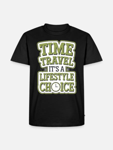 Zeitreise-sci-fi-enthusiast Und Zeitmaschine - Männer Premium Bio T-Shirt - Schwarz