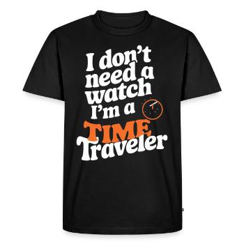 Time travel sci-fi enthusiast and time machine - Men's Premium Organic T-Shirt - black - Front - Nico (187cm)