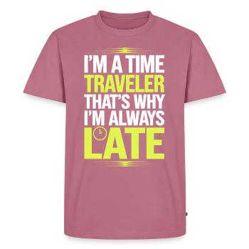 Time travel sci-fi enthusiast and time machine - Men's Premium Organic T-Shirt - mauve - Front - Nico (187cm)