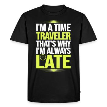 Time travel sci-fi enthusiast and time machine - Men's Premium Organic T-Shirt - black - Front - Nico (187cm)
