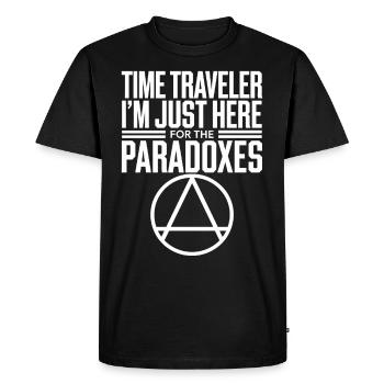 Time travel sci-fi enthusiast and time machine - Men's Premium Organic T-Shirt - black - Front - Nico (187cm)