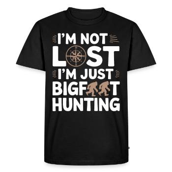 Bigfoot croyant Sasquatch Cryptide Créature de la forêt - T-shirt Premium bio Homme - noir - Devant - Nico (187cm)